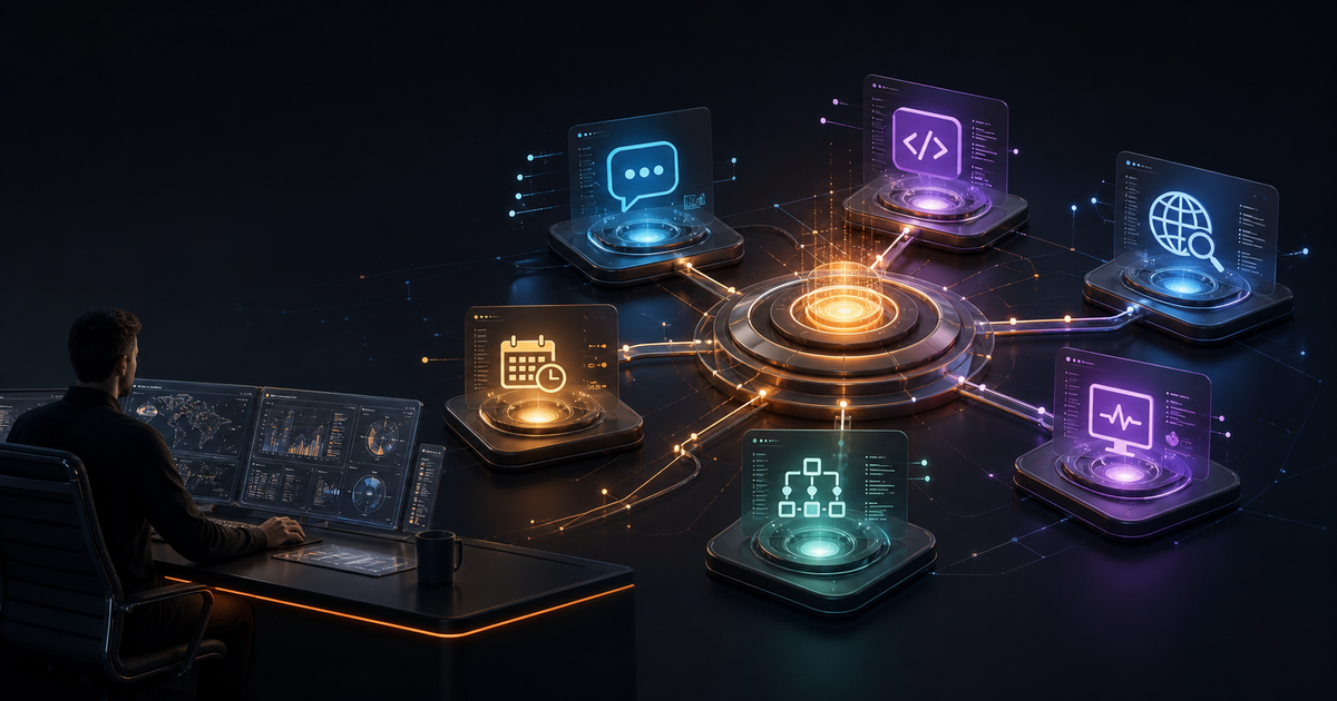 Operator managing an AI agent setup for messaging coding research and automation
